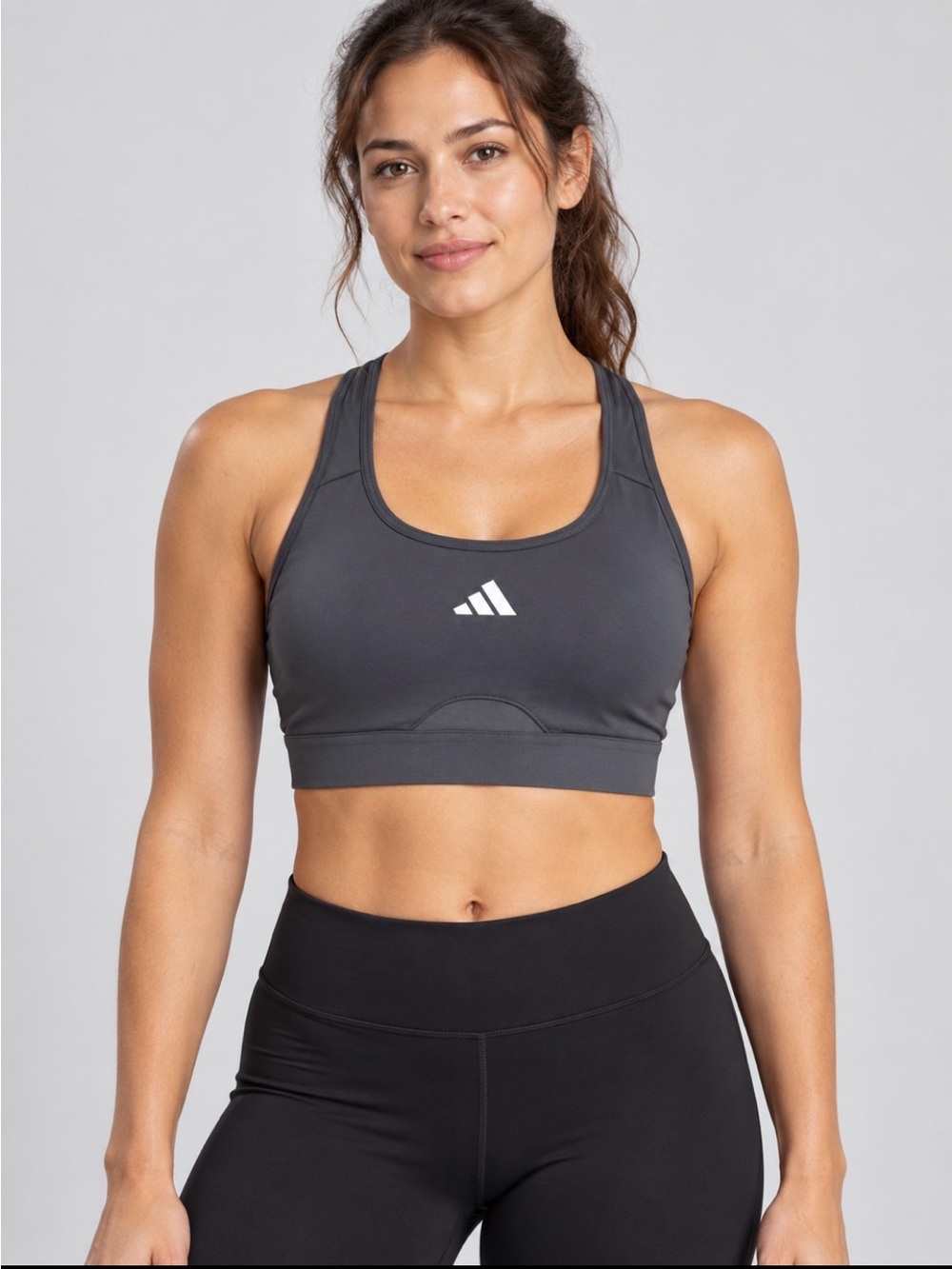 adidas Dark Gray Racerback High-Support Sports Bra
